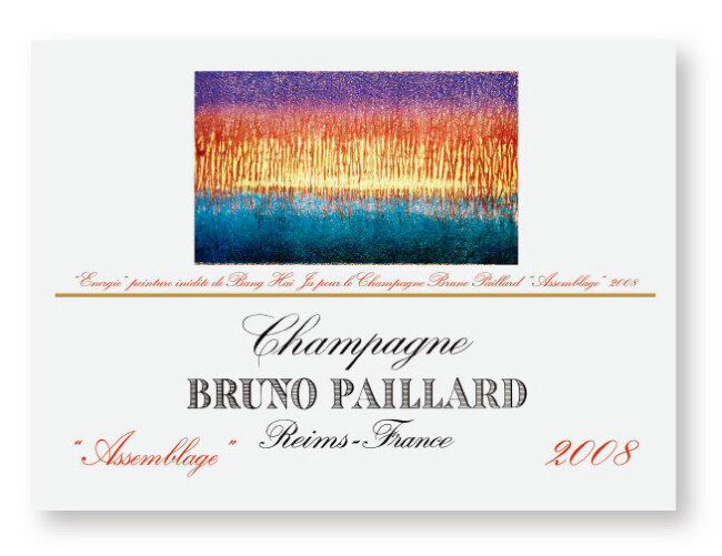 재불 화가 방혜자의 그림이 들어간 브루노 파이야르 2008 빈티지 샴페인 레이블.[사진제공·(주)나루글로벌]