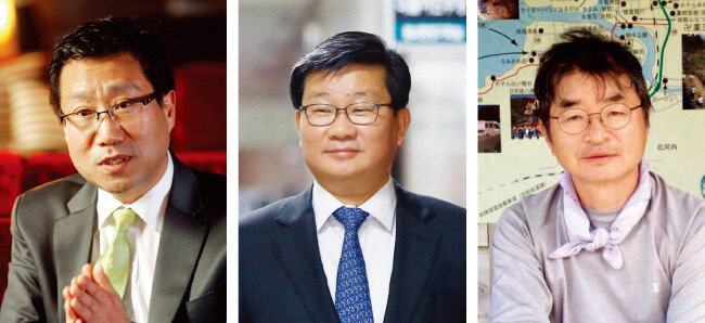 양정철 전 대통령비서실 홍보기획비서관, 더불어민주당 전해철 의원, 이호철 전 대통령비서실 민정수석비서관(왼쪽부터). [동아DB, 뉴스1]