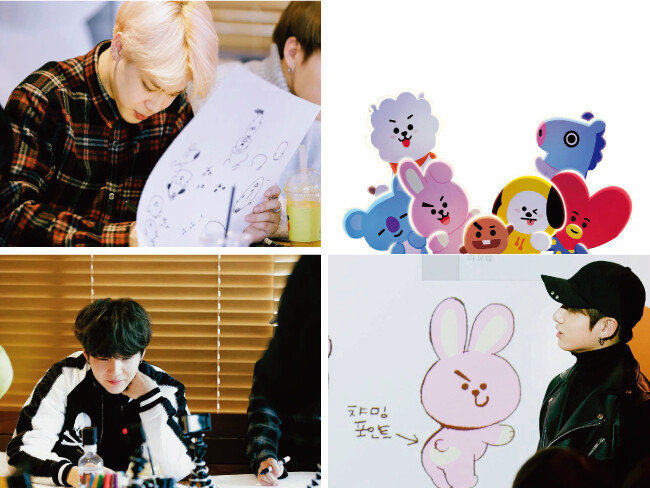 오랫동안 라인프렌즈와 함께 개성 있는 캐릭터를 구상한 방탄소년단 멤버들. [사진 제공 · 라인프렌즈]