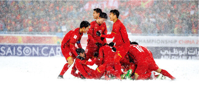 2018 아시아축구연맹(AFC) U-23 챔피언십 결승에서 우즈베키스탄에 아쉽게 패해 준우승을 차지한 베트남 선수들. [스포츠동아]