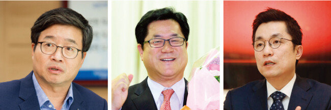 염태영 수원시장, 이기우 전 경기도 사회통합부지사, 김상민 전 의원.(왼쪽부터)