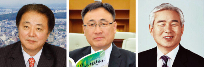 한범덕 전 시장, 이광희 충북도의원, 김병국 청주시의원.(왼쪽부터)