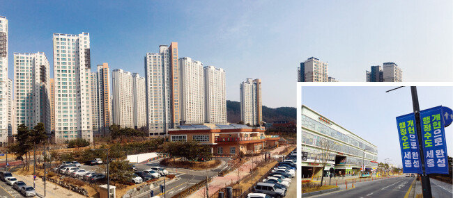 정부세종청사 북쪽 도담동 도램마을 아파트 단지들은 2014~2015년 입주를 시작해 현재 정비가 완료됐다. 이들 단지는 최초 분양가보다 2배가량 오른 집이 적잖다. [박해윤 기자]