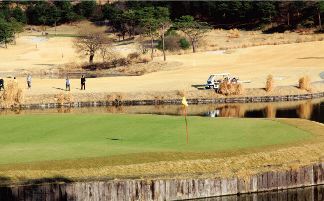 아일랜드 그린이 인상적인 경기 광주시 남촌컨트리클럽 17번 파5 홀. [사진 제공 · 김맹녕]