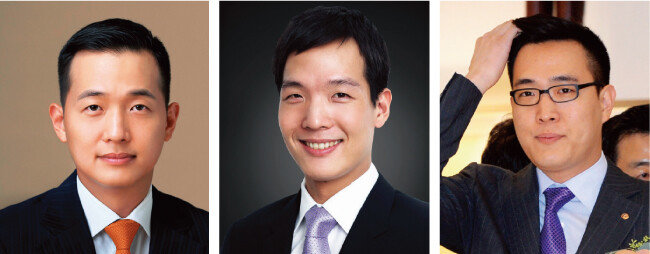 김승연 한화그룹 회장의 장남 김동관 한화큐셀 전무, 차남 김동원 한화생명 상무, 셋째 아들 김동선 전 한화건설 팀장(왼쪽부터). [동아DB, 뉴스1]
