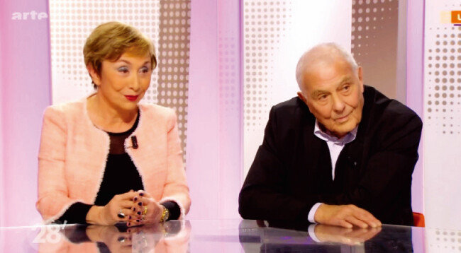 2015년 프랑스 아르테TV에 나란히 출연한 쥘리아 크리스테바와 필리프 솔레르스 부부. [아르테TV 캡처]