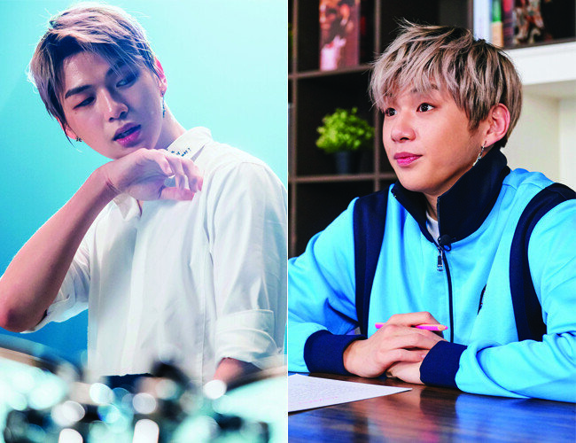 워너원 강다니엘의 무대 위 카리스마 넘치는 모습(왼쪽)과
MBC 예능프로그램 ‘이불 밖은 위험해’에서 보여준 수더분한 모습. [사진 제공=하이트 진로, MBC]