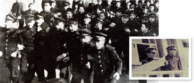 1960년 2월 28일 경북도청으로 달려가는 경북고 학생들(왼쪽)과 선언문을 읽는 이대우 경북고 학생부위원장. [동아DB]