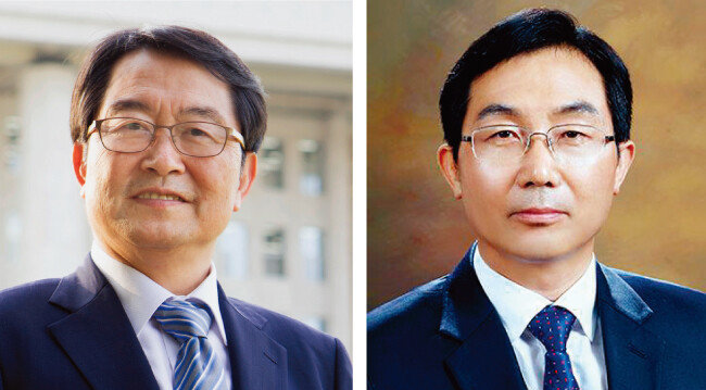 이대우 교수의 제자인 자유한국당 백승주 의원(왼쪽)과 김홍수 대통령비서실 교육문화비서관. [동아DB]