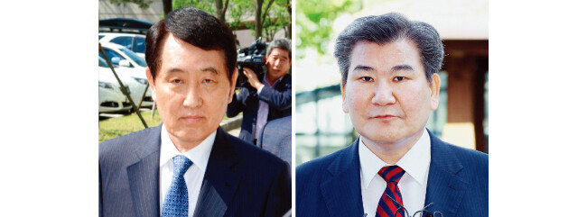 채용비리 혐의로 검찰 조사를 받고 있는 금융권 최고경영자들. 성세환 전 BNK금융지주 회장 겸 부산은행장(왼쪽), 박인규 전 DGB금융지주 회장 겸 대구은행장. [뉴시스]