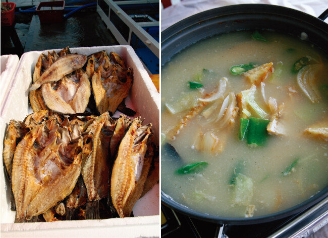 말린 우럭과 우럭젓국.