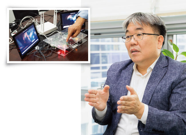 사물인터넷(IoT), 보안반도체(MS500)를 활용한 드론 영상 송수신 시연 모습. [지호영 기자]