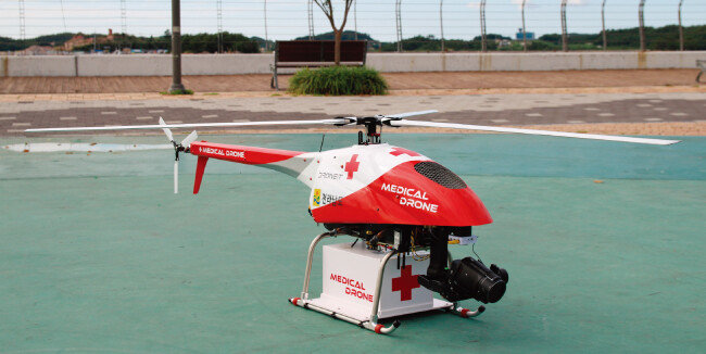 ‘메디컬 드론’으로 변신한 소형 엔진 헬기 ‘루펠’. [사진 제공 · 프리뉴]