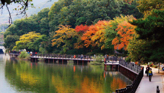 금오지에 조성된 2.4km의 올레길. [박해윤 기자]