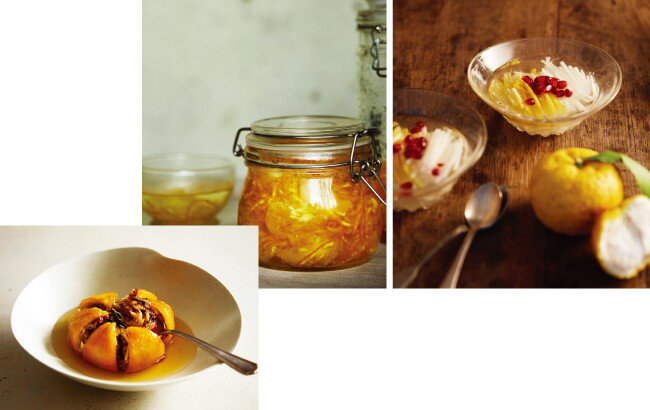 정성으로 만든 유자주머니, 유자 전체를 먹는 유자청, 겨울철 별미 유자화채. (왼쪽부터) [Ⓒ박유빈, 김윤정]
