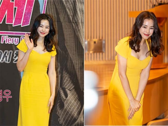2월 15일 열린 드라마 ‘열혈사제’ 제작발표회에서 이하늬가 인사하고 있다.