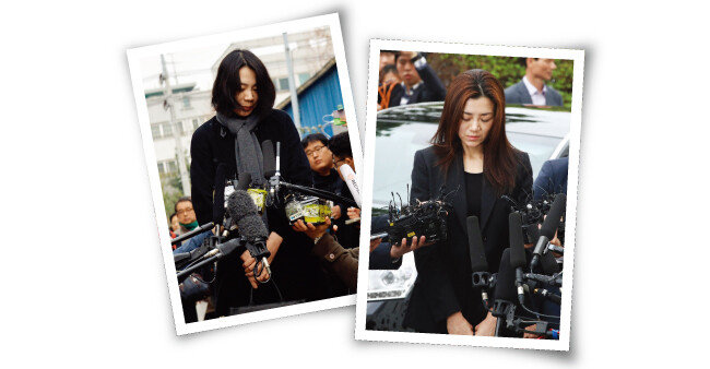각각 땅콩 회항 사건과 물컵 사건으로 논란이 된 고 조양호 회장의 두 딸인 조현아 전 대한항공 부사장(왼쪽)과 조현민 전 대한항공 전무. [뉴시스]
