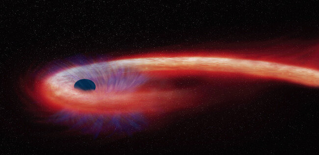 미국 항공우주국 (NASA)이 공개한 블랙홀이 별을 삼키는 모습. [AP=NASA]