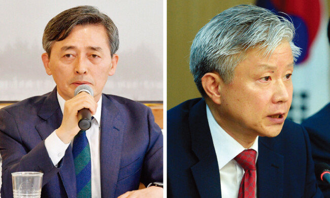 양승동 사장(왼쪽)과 성창경 공영노조위원장. [사진 제공 ·KBS, 뉴시스]