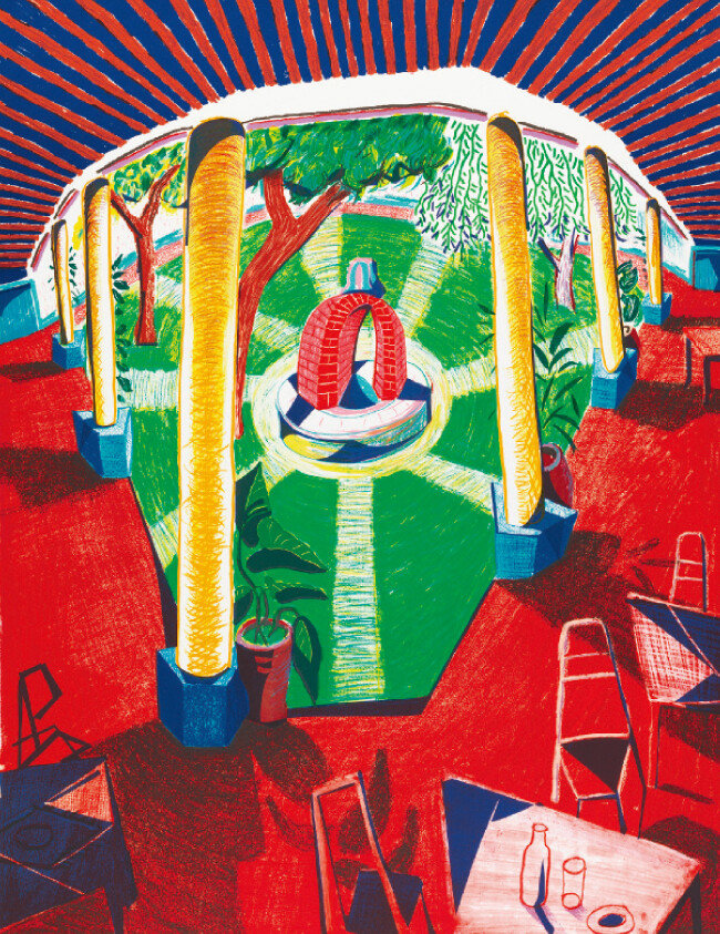 데이비드 호크니, ‘호텔 우물의 경관 Ⅲ’, 1984~85, 석판화 어디션 80. [ⓒDavid Hockney/Tyler Graphics Ltd., Photo Credit : Richard Schmidt]