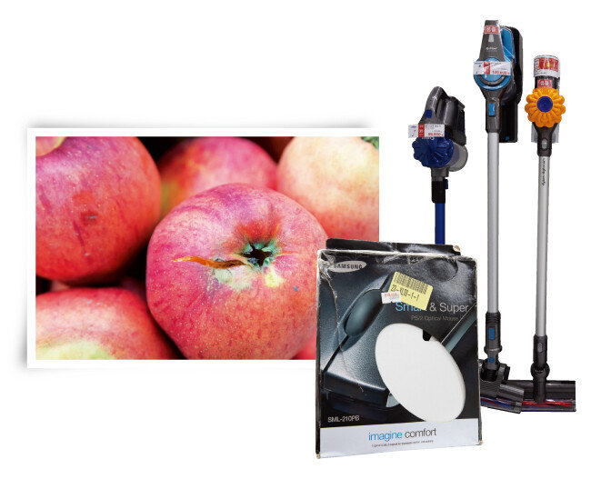 흠이 난 과일과 사용한 적 없지만 반품 등으로 포장상자가 훼손된 제품, 해외에서 병행 수입했지만 팔리지 않은 재고 등도 리퍼브시장에서 활발하게 거래된다. [지호영 기자]