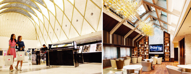 롯데면세점 명동 본점과 VIP 전용 공간인 스타라운지. [사진 제공 · 롯데면세점]