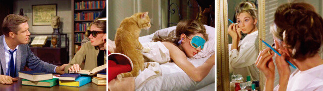 티파니 블루는 영화 ‘티파니에서 아침을’의 시작부터 끝까지 곳곳에 등장해 오드리 헵번과 완벽한 조화를 보여준다. [영화 ‘티파니에서 아침을’ 화면 캡처]