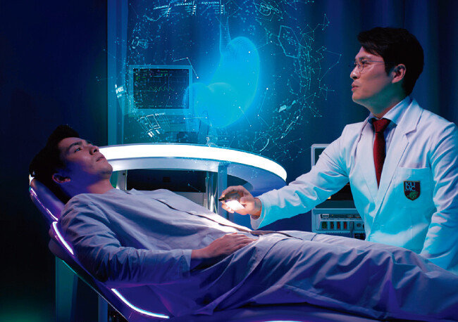 최첨단 의료기기를 사용해 건강검진을 하는 미래 의료의 모습. [자료 제공 · 고대의료원]