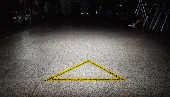 정경심 동양대 교수가 비공개 소환 조사를 받은 10월 3일 서울 서초구 서울중앙지방검찰청의 포토라인. [뉴시스]