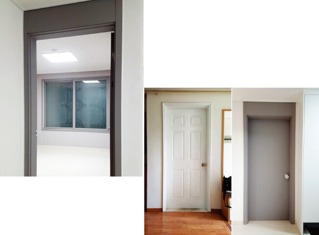 공사 후 침실(위)과 문짝 상부 란마 조성 전후. [사진 제공 · 남경엽]