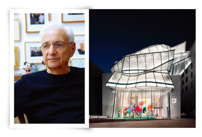 프랭크 게리(왼쪽). ‘루이비통 메종 서울’. [AlexandraCabri, 사진 제공 · 루이비통 메종 서울]