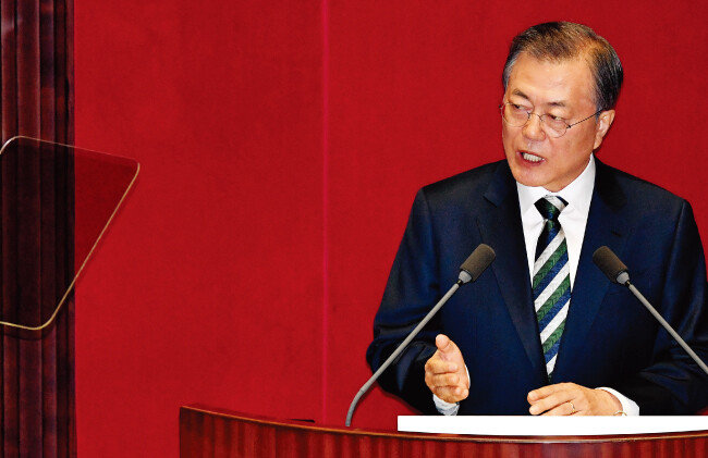 10월 22일 문재인 대통령이 국회 시정연설에서 2020년 예산안에 대해 설명 하고 있다. [안철민 동아일보 기자]