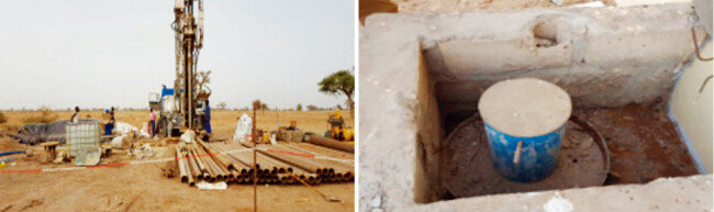 신규 관정 굴착 현장(왼쪽)과 폐공 처리된 채 덮개가 열려 있는 관정. [감사원 감사보고서]