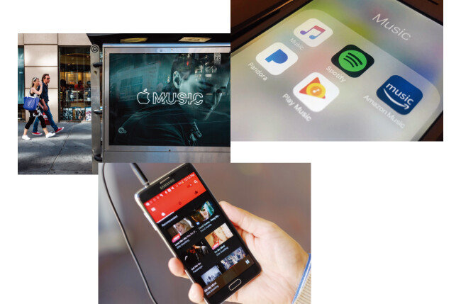 이용자 개인의 취향에 맞는 음악을 추천하는 큐레이션 중심으로 운영되는 해외 음원사이트들. [GettyImages, AP=뉴시스]