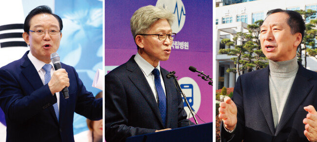 송철호 울산시장, 송병기 부시장, 김기현 전 울산시장(왼쪽부터). [뉴스1, 뉴시스, 박경모 동아일보 기자]