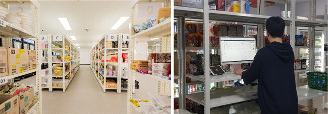 배달의민족 ‘B마트’ 마포점(왼쪽)과 ‘나우픽’ 화곡점 물류센터. [우아한형제들, 나우픽 제공]