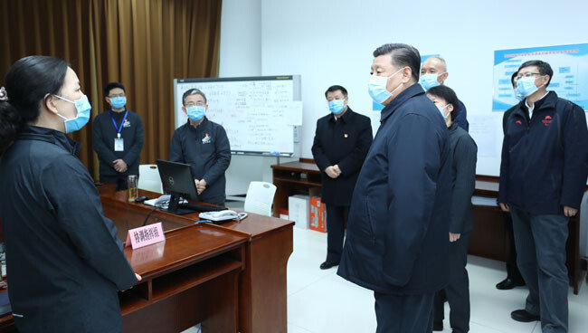 시진핑 중국 국가주석이 2월 10일 오후 베이징 병원 등을 찾아 코로나19 예방·통제 업무를 지도했다고 중국 ‘신화통신’이 보도했다. [신화=뉴시스]