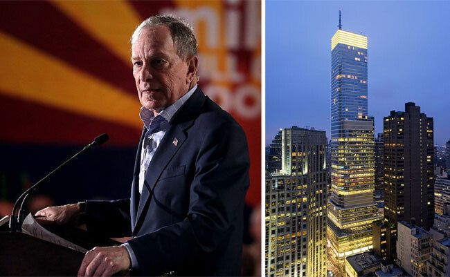 마이클 블룸버그 전 뉴욕시장이 지지자들에 연설하고 있다(왼쪽). 미국 뉴욕 렉싱턴 애비뉴에 있는 블룸버그타워. [flickrs, vornado rt]