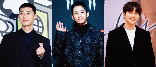 20대 초반에 군복무를 마친 배우 박서준, 정해인, 유승호(왼쪽부터). [스포츠동아]