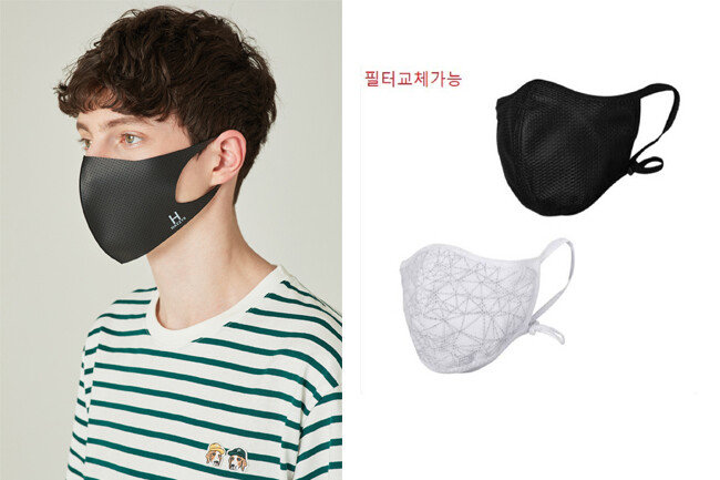 LF 헤지스 마스크(왼쪽). 아이더 가능성 패션 마스크. [LF, 아이더]