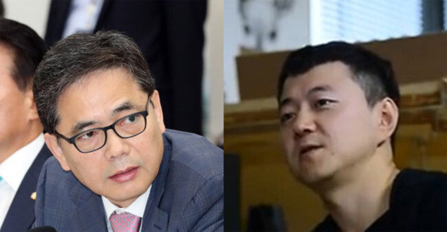 곽상도 미래통합당 의원(왼쪽)과 문재인 대통령 아들 준용씨. [뉴시스]