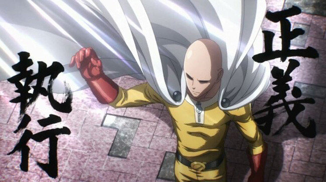 엄청난 힘을 얻었더니 머리카락이 빠진 애니메이션 속 히어로 ‘원펀맨’. [히어로 협회 본부 제작사] 