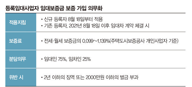 전월세 보증금 보증보험 가입 의무화 세부 규정. [자료 제공 국토교통부]