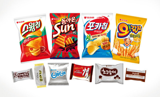 친환경 플렉소 인쇄 방식으로 제작한 포장재. [오리온]