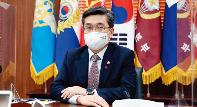 1월 27일 서울 용산구 국방부 청사에서 열린 신년 출입기자단 간담회에 참석한 서욱 국방부 장관. [사진 제공 · 국방부] 
