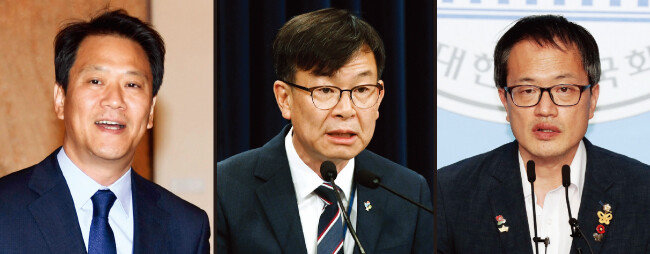 임종석 전 대통령비서실장, 김상조 전 청와대 정책실장, 더불어민주당 박주민 의원(왼쪽부터). [동아DB]