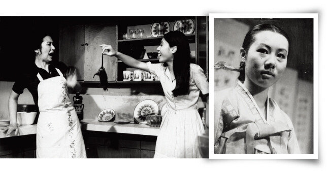 스크린 데뷔작. 고(故) 김기영 감독의 ‘화녀’에서 주인집 남자를 유혹하는 가정부로 열연해 청룡영화상 여우주연상, 시체스국제영화제 여우주연상을 수상한 윤여정(왼쪽). 드라마 ‘장희빈’에서 표독한 장희빈 역을 실감나게 연기해 스타덤에 올랐다. [동아DB]