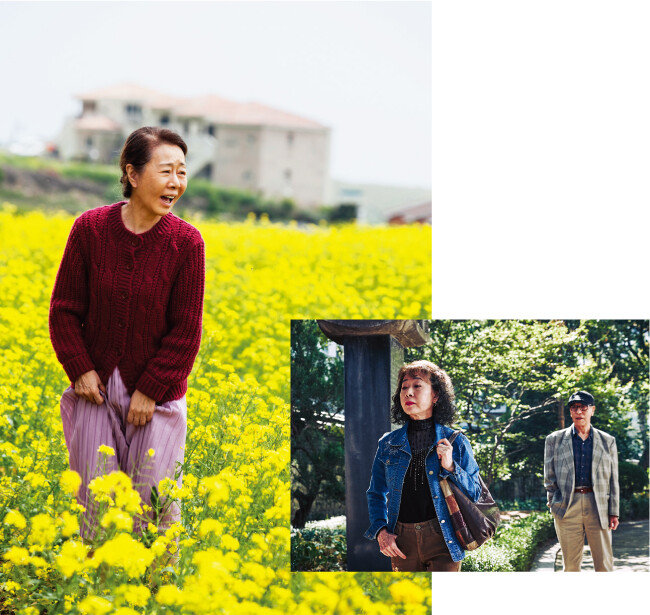 제주도 노인 계춘 역을 감각적으로 소화해 감동을 전한 영화 ‘계춘할망’(왼쪽). 박카스 할머니를 연기해 관객들에게 강렬한 인상을 남긴 영화 ‘죽여주는 여자’. [지오엔터테인먼트, 카파플러스]