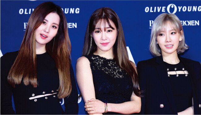 소녀시대 유닛 태티서로 활동한
서현, 티파니, 태연(왼쪽부터). [뉴스1]