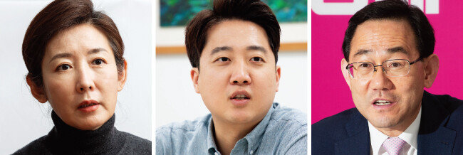 국민의힘 나경원, 이준석, 주호영 당대표 후보(왼쪽부터 가나다순). [조영철 기자]